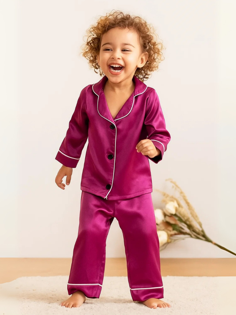 Silk Children's 3-Piece Pajama Set – Long Sleeved Top & Long Pants
