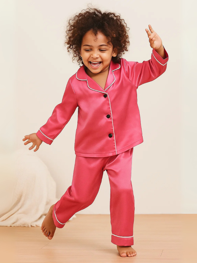 Silk Children's 3-Piece Pajama Set – Long Sleeved Top & Long Pants