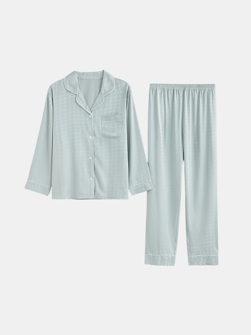 Girls’ Ice Silk Houndstooth Pajama Set – Soft, Lightweight & Stylish Homewear