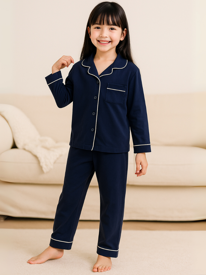 Kids’ Satin Pajama Set – Long Sleeve Sleepwear with Silky Soft Comfort