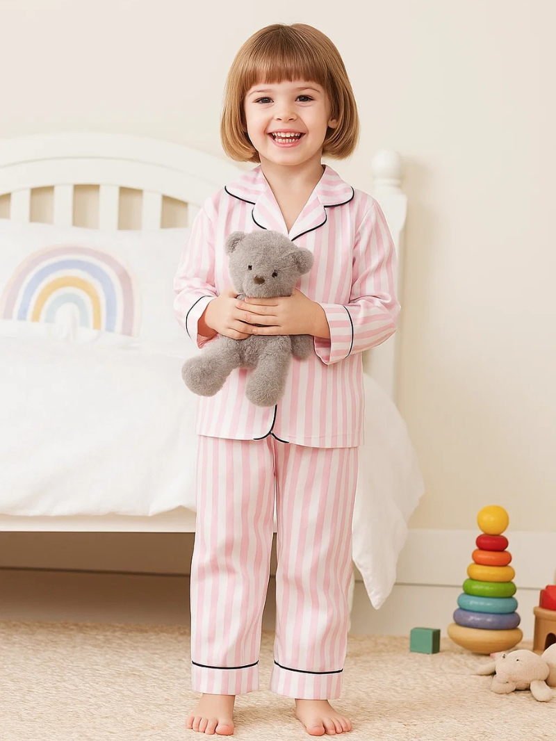 Flame Retardant Striped Pajama Set – Homewear for Youngsters