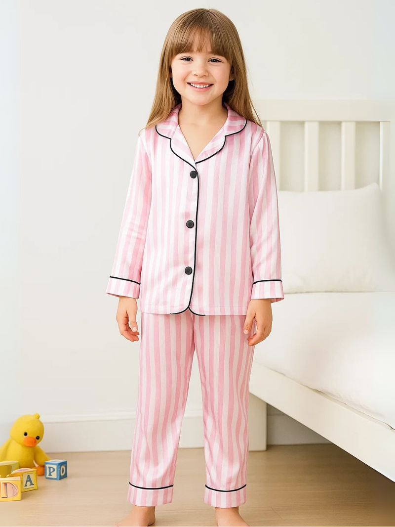 Flame Retardant Striped Pajama Set – Homewear for Youngsters