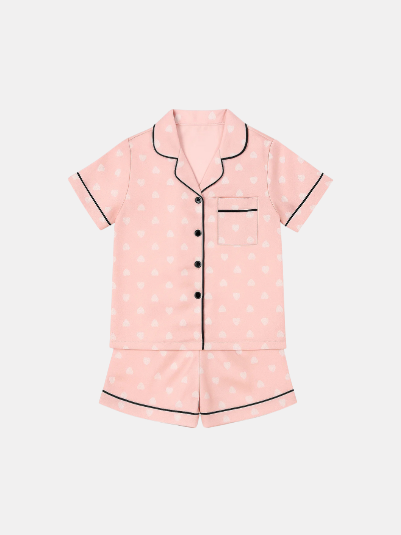 Children’s Silk Pajama Set – Short-Sleeved Homewear for Girls