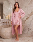 Luxury 100% Silk Nightgown and Robe Set – Soft, Elegant 2-Piece Sleepwear for Women